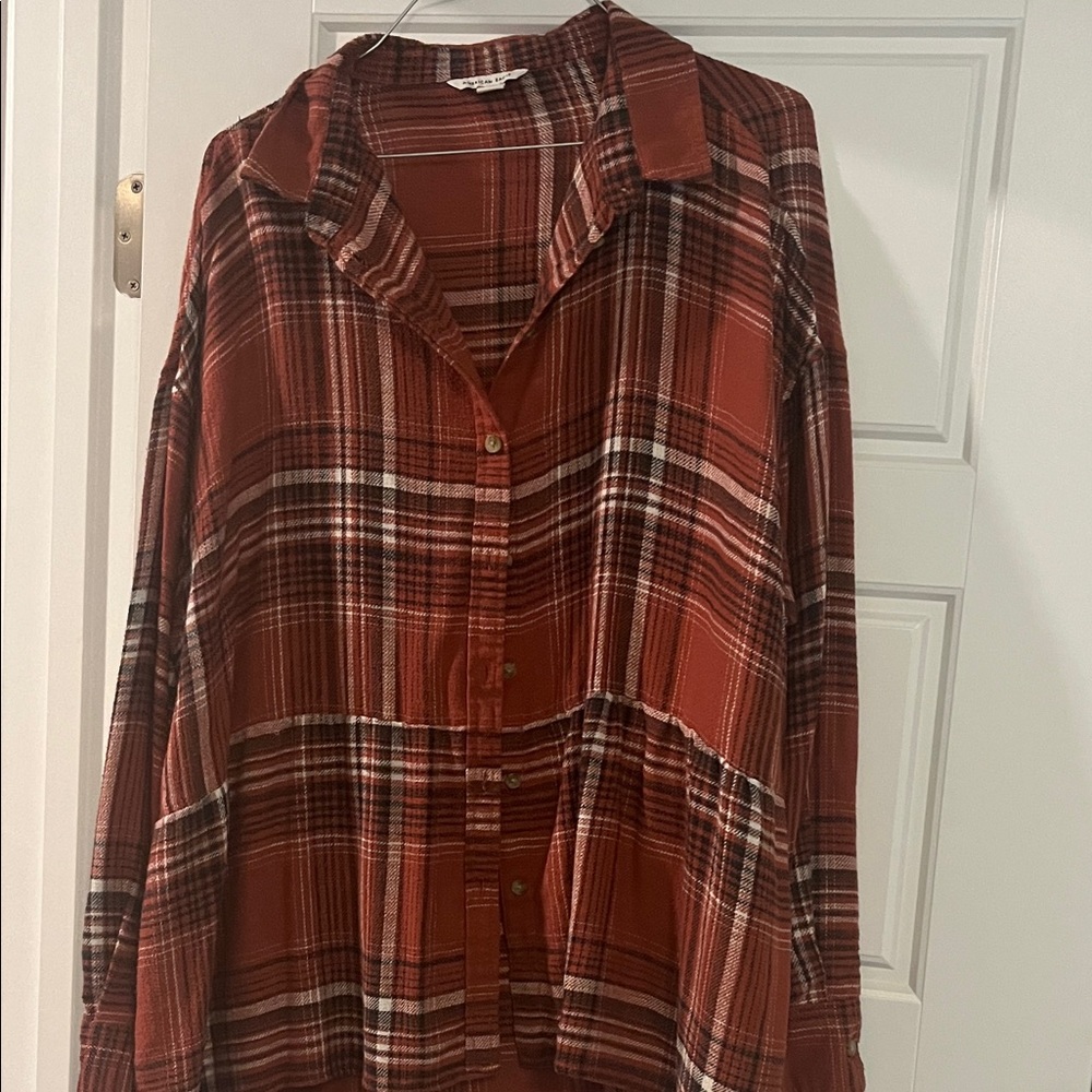 American Eagle Outfitters Red Plaid Button Down Shirt